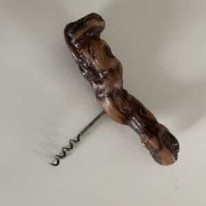 Vintage Gnarled Burled Grape Vine Wood Corkscrew Wine Opener Hand Crafted
